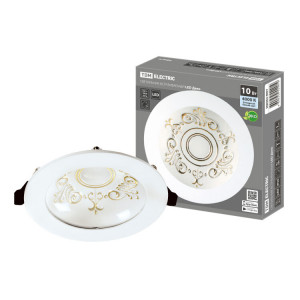 Светильник встраиваемый LED Деко 03, 10 Вт, 4000K, кругл, D170 мм, зол./бел., IP44, SQ0362-0007
