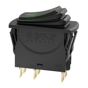3120-N324-P7T1-W19DG3-20A, Автоматические выключатели Circuit breaker switch, 20A, 2 pole, 240VAC 50VDC, green 115VAC LED, sealed IP65