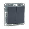 Механизм выключателя, двухклавишный, кнопочный, графит Эпика EKF UP1-SWG-23
