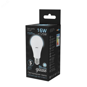 Лампа светодиодная Black 16Вт A60 грушевидная 4100К нейтр. бел. E27 1520лм 102502216