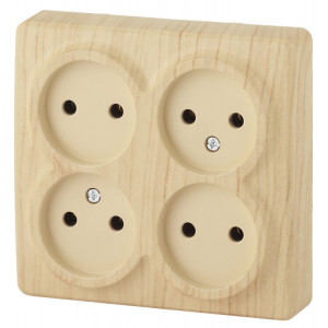 11-2210-11 Розетка 4х2P, 16A-250В, IP20, ОУ, Эксперт, сосна (12/120/1440) Б0020708