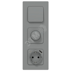 FLITE Розетка 1-местная с заземлением с защитными шторками 16А с USB A+C 20Вт безвинтовое крепление РСЮшс11-1-ФлС серый IEK FI-R14-16-1-U22-020-K03