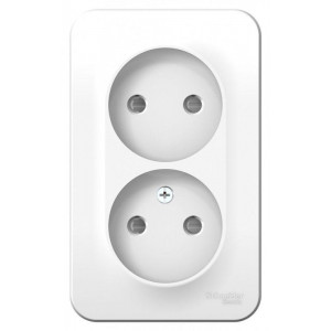 Розетка 2-м ОП Blanca 16А IP20 250В без заземл. защ. шторки с изолир. пластиной бел. SE BLNRA001211