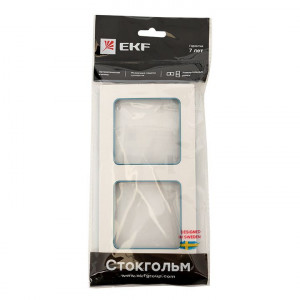 Стокгольм Рамка 2-местная белая с линией цвета синий PROxima EXM-G-305-30