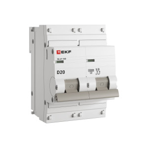 Автоматический выключатель 2P 20А (D) 10kA ВА 47-100 PROxima mcb47100-2-20D-pro
