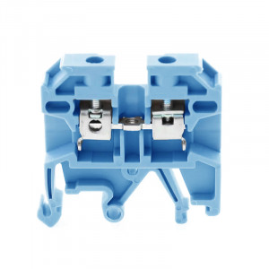 Проходная клемма JUT2-2.5-BE, Проходная клемма, тип фиксации провода: винтовой, номинальное сечение: 2,5 мм кв., 24A, 800V, ширина: 5,2 мм, цвет: синий, тип монтажа: DIN35