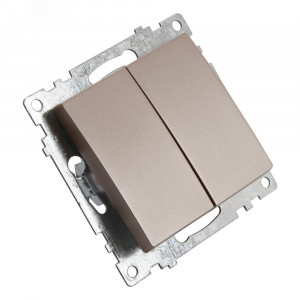 Выключатель 2-клавишный (механизм) 250В, 10А, серия Катрин, шампань Stekker 39592