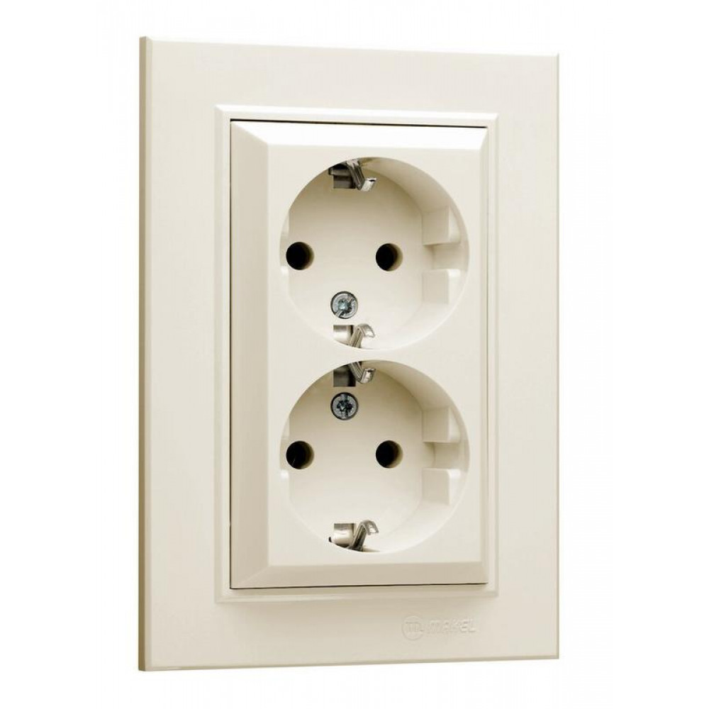 Изображение товара Розетка Karea 2-м СП IP20 16А кремовая Makel 56010082