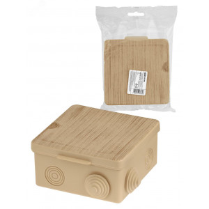 Распаячная коробка ОП 100х100х55мм, крышка, "ЭКО" (сосна), IP54, 8вх. инд. штрихкод SQ1401-0713