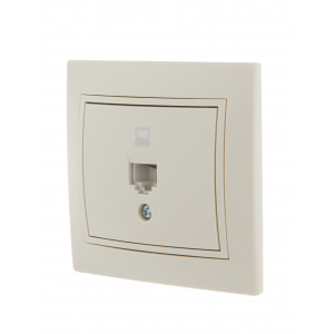 Розетка компьютерная 1-м СП Mira RJ45 крем./крем.. 701-0303-139