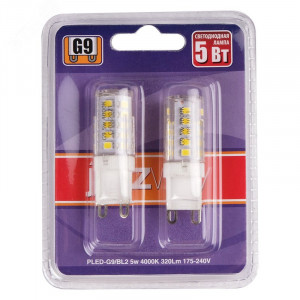 Лампа светодиодная LED 5Вт G9 300Лм белый 220V/50Hz БЛИСТЕР 2 шт. 1036650B