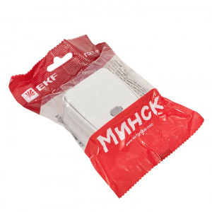 Минск Выключатель 1-клавишный ОП 10А с индикатором белый Basic EGV10-121-10