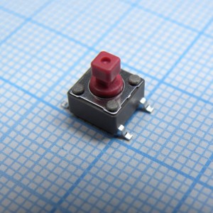 DTSM-644R-V-T/R, Кнопка тактильная 6.2Х6.2 h=7.3 12 В/DC, 0.05 А,