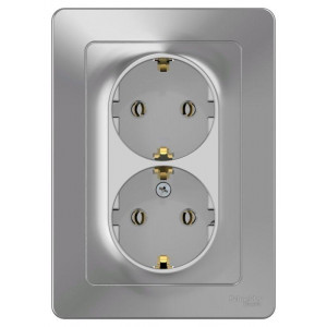 Розетка 2-м СП Blanca 16А IP20 250В с заземл. без защ. шторок алюм. SE BLNRS001023