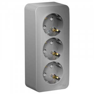 Розетка 3-м ОП Blanca 16А IP20 250В с заземл. защ. шторки с изолир. пластиной алюм. SE BLNRA011313