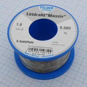 Припой Sn60Pb40  1.0мм 500гр.без флюса, проволочный припой ПОС61, в катушке