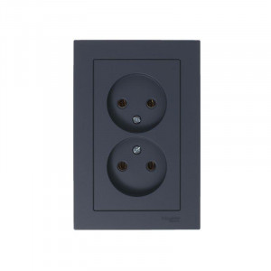 Розетка 2-м СП AtlasDesign 16А IP20 без заземл. в сборе грифель SE ATN000720