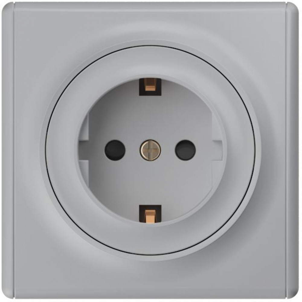 Изображение товара Розетка силовая 16А IP20 с заземлительной защитой и винтами серый Florence