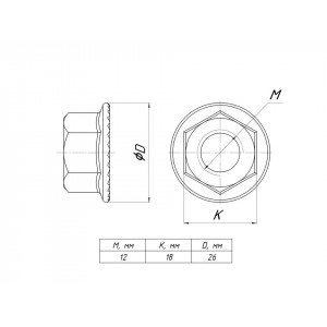 Гайка с фланцем М12 DIN 6923 TDZ EKF