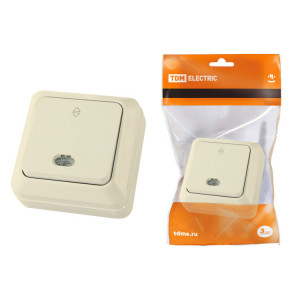 Переключатель на 2 направления 1-кл открытой установки с подсветкой IP20 10А, сл. кость "Ладога" SQ1801-0012