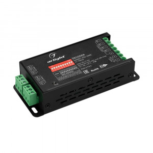 Декодер SMART-K54-DMX (12-24V, 4x6A) 028448, Декодер DMX512 для трансляции DMX512 сигнала ШИМ(PWM) устройствам. Питание 12-24VDC. 4 канала, ток нагрузки 4x6A, мощность нагрузки 288-576W. Входной сигнал DMX512, выходной сигнал ШИМ(PWM). Входные порты: терминальные клеммы. Адреса устанавливаются DIP-п