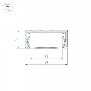 Профиль ARH-WIDE-W39-2000 ANOD 030982, Алюминиевый анодированный накладной/подвесной профиль для светодиодных лент и линеек. Габаритные размеры (L?W?H): 2000x39x18 мм. Ширина площадки для ленты 31 мм. Экраны, заглушки и другие аксессуары приобретаются отдельно. Цена за 1 метр.