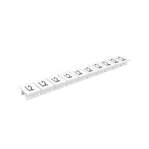 Маркировка (полоска) 308801/L2, Маркировочные шильдики, для клемм сечением 6 мм.кв., боковая / верхняя, 10 шильдиков, нанесенные символы: L2, с горизонтальным расположением, размер шильдика: 8 x 10,6 мм, цвет: белый