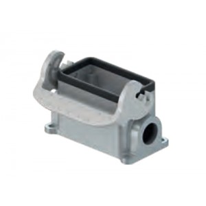 Закрытое основание разъема BAS GUT GN 6 M20 A1, Основание разъема на панель, закрытое, типоразмер 6B, с уплотнителем, 1 отверстие с резьбой для кабельных вводов M20x1,5, с правым расположением, с одной защелкой, без защитной крышки, материал корпуса: алюминиевый сплав