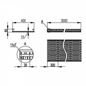 Лоток листовой 80х400 лонжерон 1.5мм L=3000мм USM384