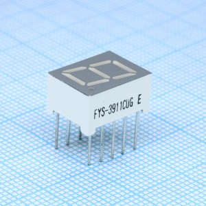 FYS-3911CUG-21, 1 разрядный индикатор 9,9мм/зеленый/570нм/30-80мкд/ОК
