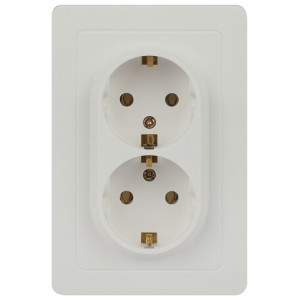 Розетка 7-205-01 Style двойная с заземлением 2X2P+E Schuko, 16А-250В, IP20, СУ, белый1шт Б0060621