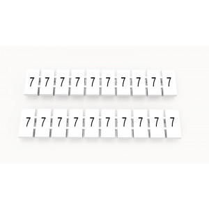 Маркировка (полоска) ZB5-10P-19-15Z(H), Кассета с маркировочными шильдиками, для клемм сечением 2,5 мм.кв., верхняя, 10 шильдиков, нанесенные символы: 7, с вертикальным расположением, размер шильдика: 4,55 x 10,7 мм, цвет: белый