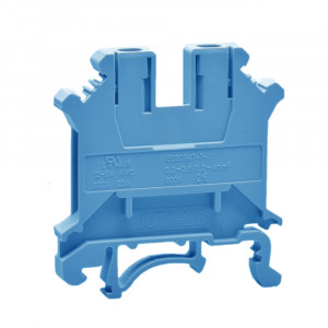 Проходная клемма JUK1-2.5-BE, Проходная клемма, тип фиксации провода: винтовой, номинальное сечение: 2,5 мм кв., 32A, 800V, ширина: 5,2 мм, цвет: синий, тип монтажа: DIN35