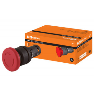 Кнопка грибовидная, возврат поворотом SB7-CCS545 d35мм 1з+1р красная SQ0746-0048