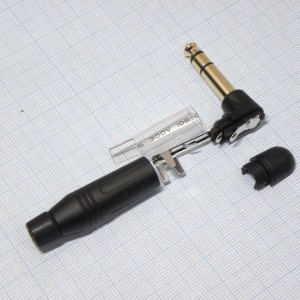 TRS 6.3 (plug) металл black gold угловой, Стерео аудио штекер 6.3 мм ACPS-RB-AU