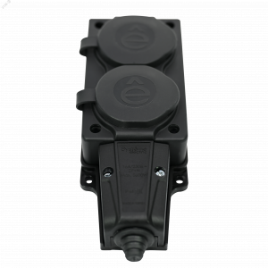 Колодка MultiSet 2х розетка 2К+З 16А/250В IP44 каучуковая черн. SE MST4102BK