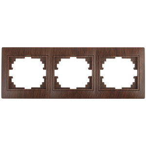 Рамка для розеток и выключателей Plano 1-503-10 на 3 поста горизонтальная, СУ, венге Б0030100