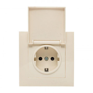 Розетка 1-м СП Валенсия 16А с заземл. с крышкой защ. шторки крем. PROxima EWV10-124-20
