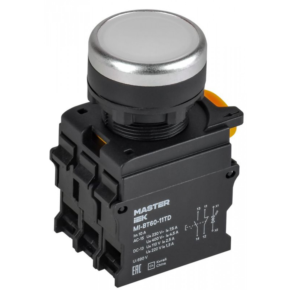 Изображение товара Кнопка с подсветкой и фиксированным механизмом d=22мм IEK MI-BT60-11TD-3-11-K01