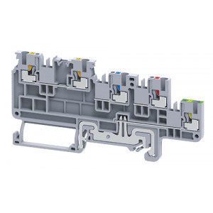 Клемма для датчиков CPSTG1.5/4, Клемма для подключения датчиков, с заземлением, тип фиксации провода: Push-in, номинальное сечение: 1,5 мм кв., 13,5A, 250V, ширина: 3,5 мм, цвет: серый, тип монтажа: DIN35