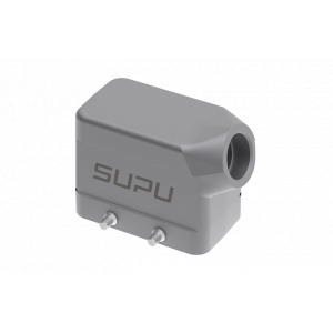 Крышка разъема S10B-SE-4B-M20, Крышка разъема на кабель, типоразмер 10B, без уплотнителя, 1 отверстие с резьбой для кабельных вводов M20x1,5, с боковым расположением, без защелок (упоры для двух защелок), материал корпуса: алюминиевый сплав