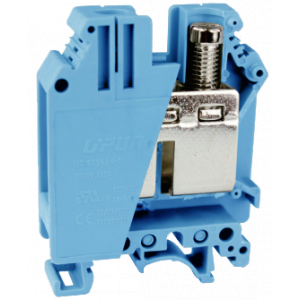 Проходная клемма UKJ-35(BU), Проходная клемма, тип фиксации провода: винтовой, номинальное сечение: 35 мм кв., 150A, 1000V, ширина: 15,2 мм, цвет: синий, тип монтажа: DIN35