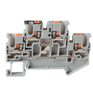 Этажная клемма UJ6-2.5/2-2, Этажная клемма, 2 этажа, тип фиксации провода: Push-in, номинальное сечение: 2,5 мм кв., 24A, 800V, ширина: 5,2 мм, цвет: серый, тип монтажа: DIN35