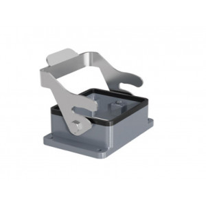 Открытое основание разъема H32B-OM-1L, Основание разъема на панель, открытое, типоразмер 32B, с уплотнителем, с одной металлической защелкой, без защитной крышки, материал корпуса: алюминиевый сплав