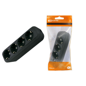 Колодка розеточная 4 гнезда 2П+3 16А 250В черная SQ1806-0114