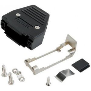 165X11259XE, Корпуса разъемов D-Sub  PLASTIC HOOD 25 POS BLK DUAL ENTRY