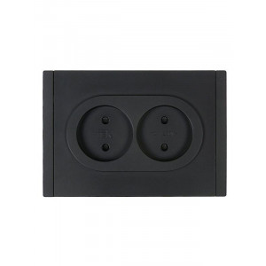 FORTE&PIANO Розетка 2-местная без заземления с защитными шторками безвинтовое крепление 10А FP125 черный IEK FP-R23-10-1-K02