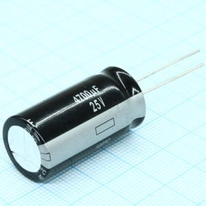 ECA1EHG472, Конденсатор алюминиевый электролитический 4700мкФ 25В  ±20%~ (16 х 31.5 мм радиальные выводы 7.5 мм 1750мА 2000час 105°С  автомобильного применения россыпь