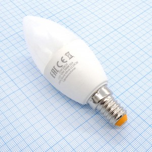Лампа LED Wolta  10W тёпл свеча (271), E14,3000k,115*37,композит