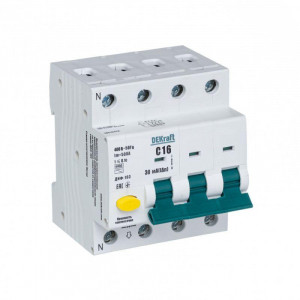 Выключатель автоматический дифференциального тока 4п (3P+N) C 16А 30мА тип AC 6кА ДИФ-103 16213DEK